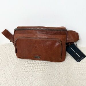Spikes & Sparrow Leather Hip Bag Brandy Brown Distressed Waist Sling Travel Pack